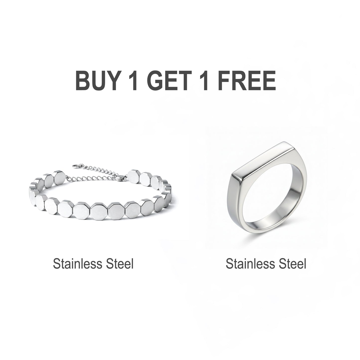 Metallic Octalink Silver + Silver Greek Ring
