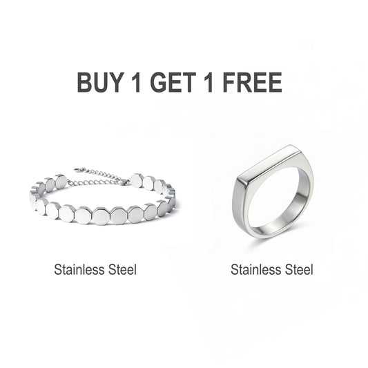 Metallic Octalink Silver + Silver Greek Ring