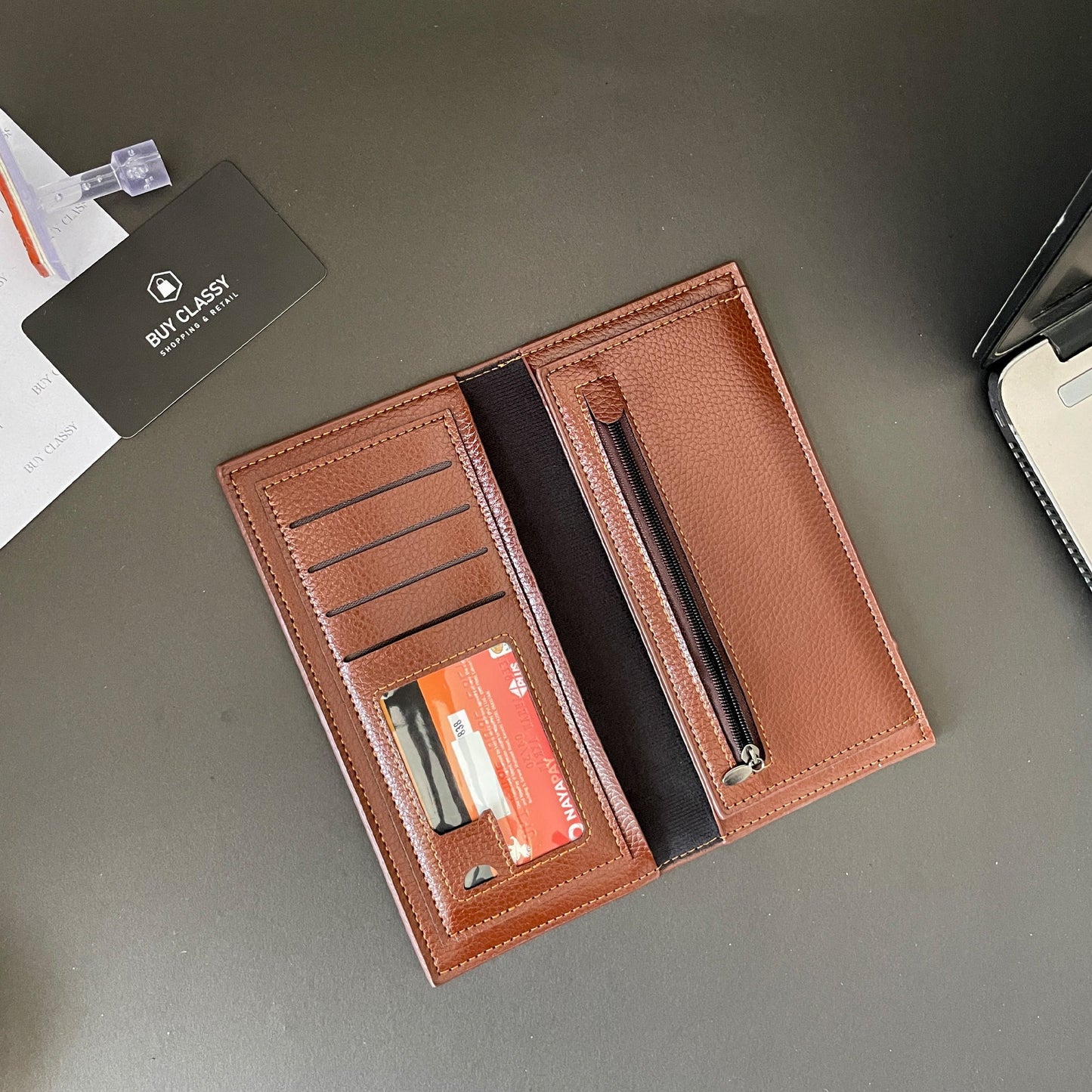 remium Genuine Leather Long Wallet for Men