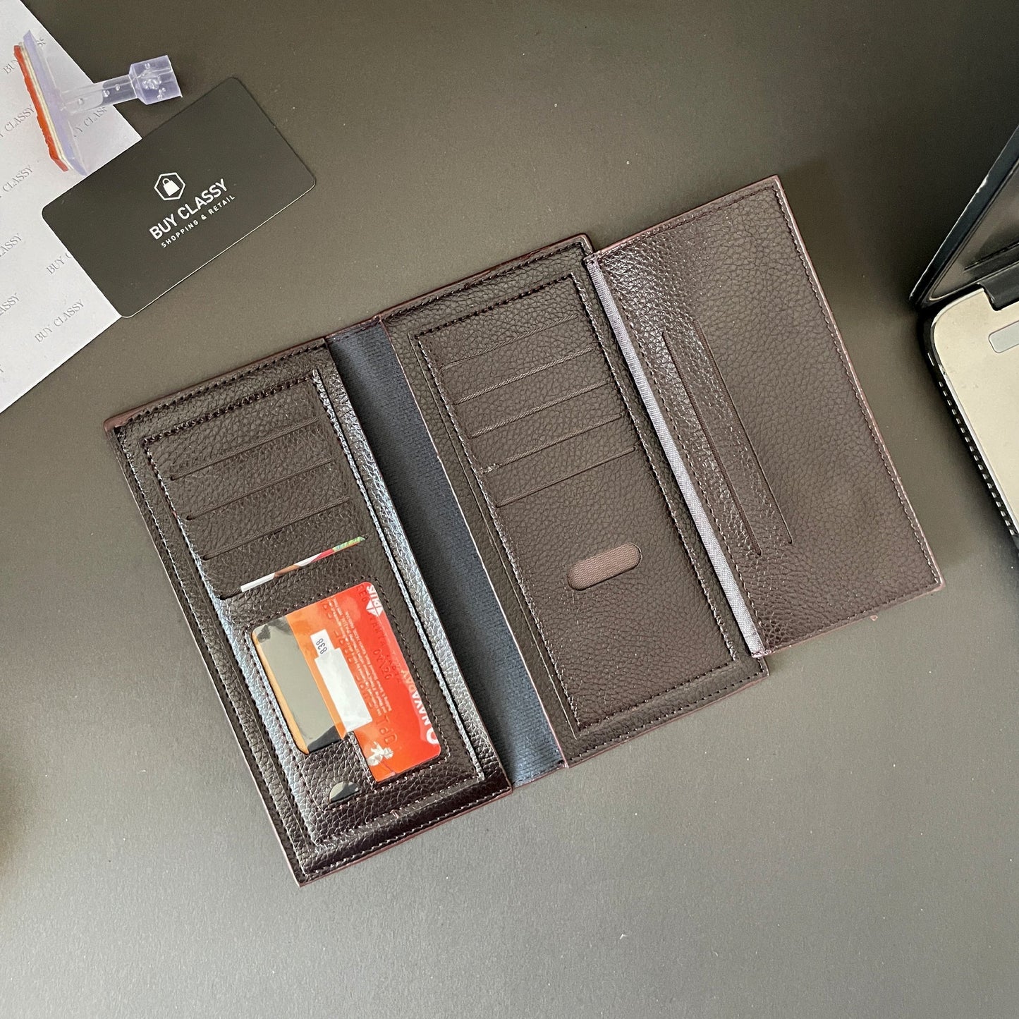 remium Genuine Leather Long Wallet for Men
