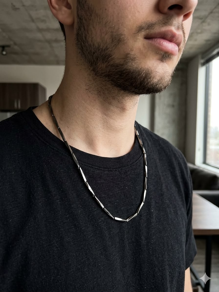 Silver Twisted Barrel Link Chain for Men