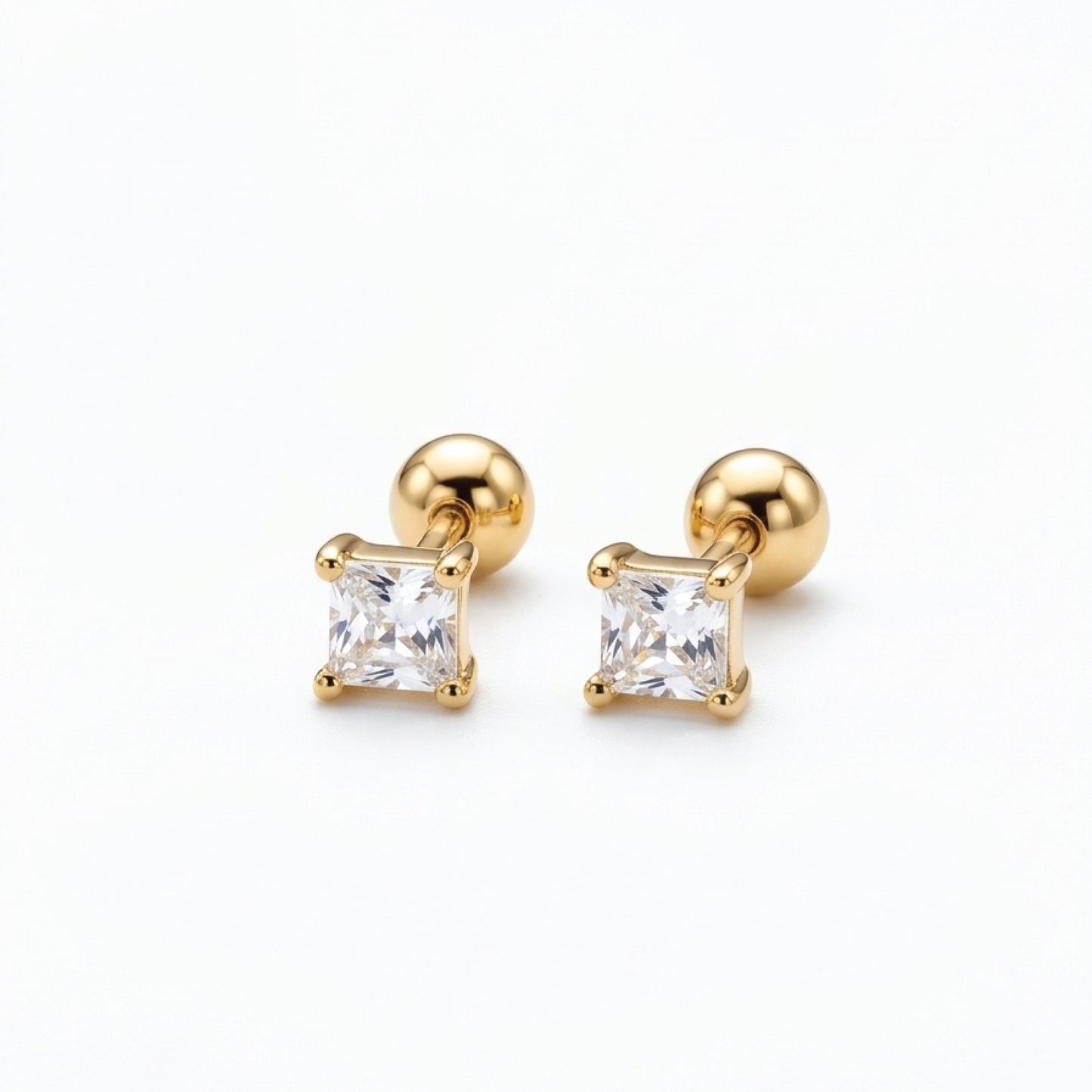 Square Heart Screw Stud Helix Daith Earrings