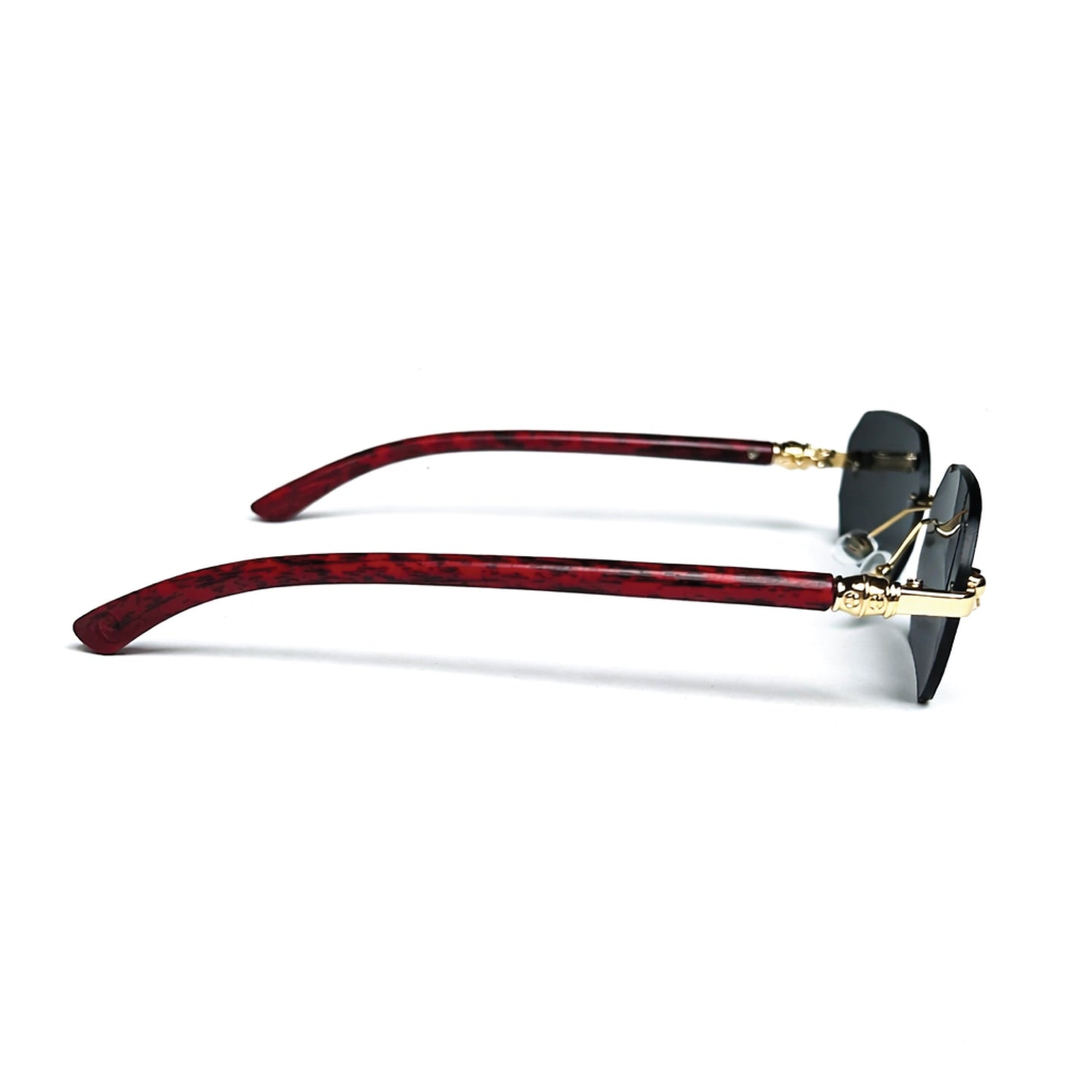 Vintage Faux Wood Frame Headband Rimless, Edgeless Sunglasses
