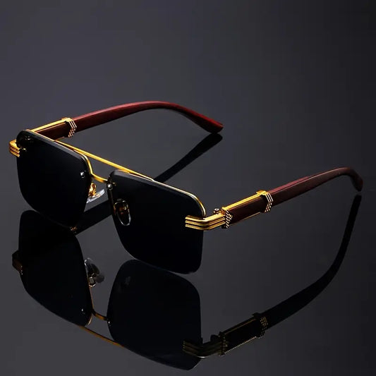 Stylish Double Beam Half-Frame Polygonal Edgeless Glasses