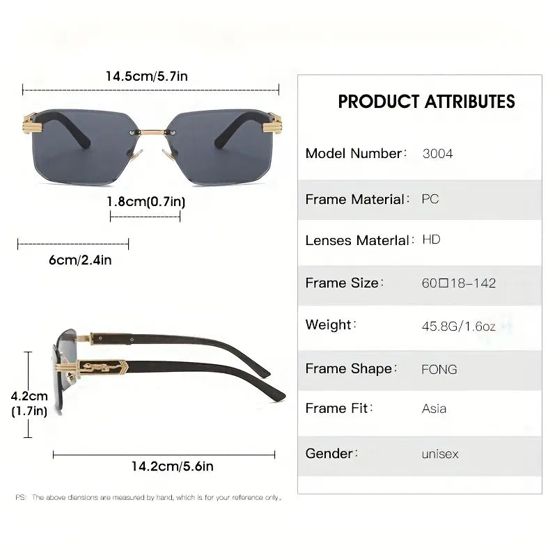 Wooden Pattern Leopard Head Artificial Diamond Cut Edge Fashion Glasses